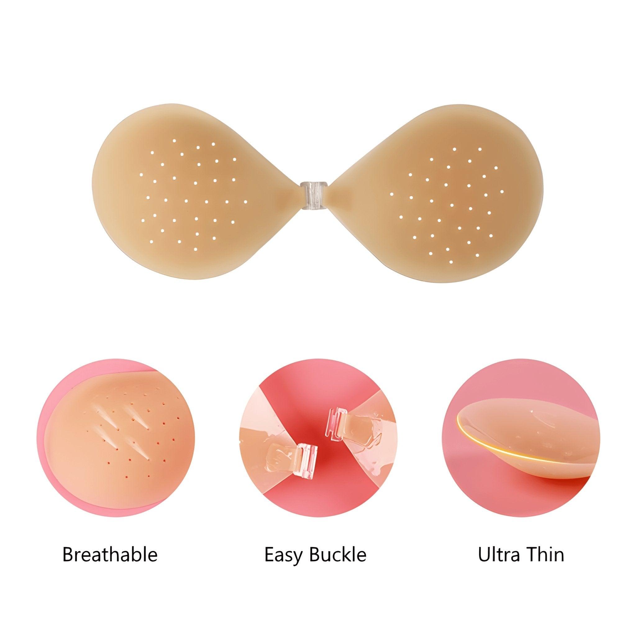 self adhesive silicone support bra perforated so its breathable